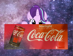 Size: 1063x818 | Tagged: safe, derpibooru import, starlight glimmer, pony, unicorn, coca-cola, female, mare, solo, space, starlight coca-cola