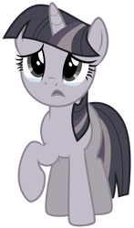 Size: 2358x4000 | Tagged: safe, artist:thatguy1945, artist:wardex101, derpibooru import, edit, edited edit, twilight sparkle, unicorn twilight, pony, unicorn, magical mystery cure, crying, discorded, discorded twilight, female, frown, high res, mare, open mouth, raised hoof, raised leg, sad, simple background, solo, transparent background, twilight tragedy, vector