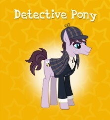 Size: 222x243 | Tagged: safe, derpibooru import, natural deduction, earth pony, pony, gameloft, male, sherlock holmes, unnamed character, unnamed pony