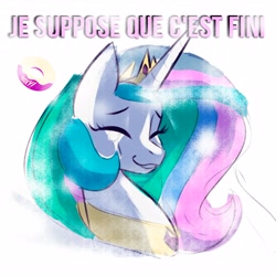 Size: 3379x3379 | Tagged: safe, artist:poxy_boxy, derpibooru import, princess celestia, alicorn, pony, bust, eyes closed, french, solo