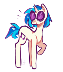 Size: 889x1013 | Tagged: safe, artist:higuysimgrace, derpibooru import, dj pon-3, vinyl scratch, pony, unicorn, female, mare, raised hoof, raised leg, simple background, solo, vinyl's glasses, white background