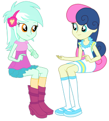 Size: 2500x2788 | Tagged: safe, artist:gmaplay, derpibooru import, bon bon, lyra heartstrings, sweetie drops, equestria girls, female, lesbian, lyrabon, shipping, simple background, transparent background