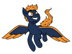 Size: 931x698 | Tagged: safe, artist:hiddenfaithy, derpibooru import, oc, oc only, oc:cobalt sky, pegasus, pony, colored, colored wings, colored wingtips, commission, flat colors, flying, old art is old, simple background, solo, transparent background, wings