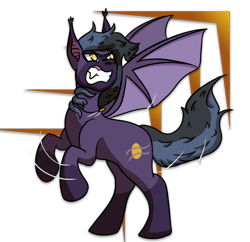 Size: 774x748 | Tagged: safe, artist:hiddenfaithy, derpibooru import, oc, oc only, oc:dusk wind, bat pony, angry, hissing, jewelry, necklace, old art is old, semi-transparent, simple background, solo, spread wings, transparent background, wings