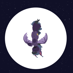 Size: 902x904 | Tagged: safe, artist:hiddenfaithy, derpibooru import, oc, oc only, oc:dusk wind, bat pony, pony, falling, lineless, moon, solo, stars, torn wings, wings