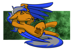 Size: 1888x1255 | Tagged: safe, artist:hiddenfaithy, derpibooru import, oc, oc only, oc:sierra, pegasus, pony, colored wings, colored wingtips, commission, crossed legs, hooves behind head, leaning back, lying down, on back, pegasus oc, resting, side view, simple background, solo, spread wings, transparent background, wings