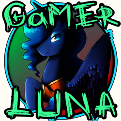 Size: 1000x1000 | Tagged: safe, artist:yugovostok, derpibooru import, princess luna, alicorn, pony, bust, clothes, female, gamer luna, mare, simple background, solo, white background