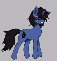 Size: 2807x3000 | Tagged: safe, artist:avalonkiri, derpibooru import, oc, oc only, pony, unicorn, ear fluff, ears, emo, full body, gray background, high res, hooves, horn, reference sheet, simple background, skull, solo, tail, unicorn oc