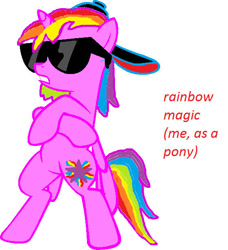 Size: 561x615 | Tagged: safe, artist:rainbowmagic6444, artist:softybases, derpibooru import, edit, oc, oc only, alicorn, pony, base used, bipedal, cap, crossed hooves, donut steel, glasses, hat, simple background, solo, sunglasses, white background