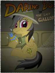 Size: 1920x2540 | Tagged: safe, artist:thebrokencog, derpibooru import, daring do, pegasus, pony, female, mare, spider web, statue