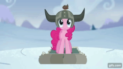 Size: 640x360 | Tagged: safe, derpibooru import, screencap, pinkie pie, earth pony, pony, party pooped, season 5, ^^, animated, cute, diapinkes, eyes closed, female, gif, gifs.com, grin, mare, shrunken pupils, smiling, snow, solo