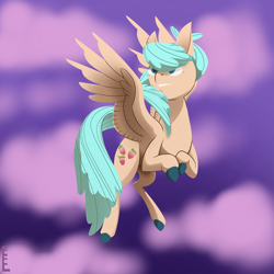 Size: 2048x2048 | Tagged: safe, artist:rosastrasza, derpibooru import, oc, oc:sweet wings, pegasus, pony, female, flying, mare, solo