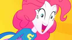 Size: 3410x1920 | Tagged: safe, derpibooru import, screencap, pinkie pie, eqg summertime shorts, equestria girls, steps of pep, female, high res, open mouth, open smile, smiling, solo, wondercolts uniform