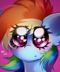 Size: 1280x1532 | Tagged: safe, artist:pozya1007, derpibooru import, rainbow dash, pegasus, pony, big eyes, cute, dashabetes, female, hug request, mare, pink background, simple background, solo