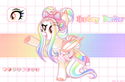 Size: 4300x2800 | Tagged: safe, artist:henorinya, derpibooru import, oc, oc only, pegasus, pony, abstract background, eyelashes, female, hoof polish, mare, multicolored hair, pegasus oc, rainbow hair, raised hoof, raised leg, solo