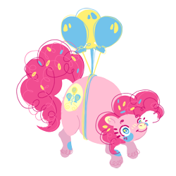 Size: 2480x2480 | Tagged: safe, artist:whitefeatherink, derpibooru import, pinkie pie, earth pony, pony, balloon, fat, female, floating, high res, mare, obese, piggy pie, pudgy pie, simple background, solo, then watch her balloons lift her up to the sky, transparent background