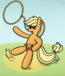 Size: 1280x1493 | Tagged: safe, artist:subleni, applejack, earth pony, lasso, rope, simple background