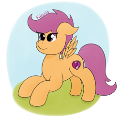 Size: 1280x1227 | Tagged: safe, artist:subleni, scootaloo, female, simple background, solo, white background