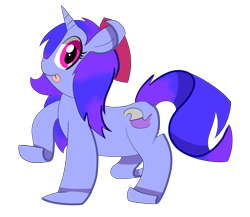 Size: 3030x2628 | Tagged: safe, artist:pikacshu, derpibooru import, oc, oc only, oc:qular, pony, unicorn, :p, bow, cartoon physics, cute, female, flattened, hair bow, high res, horn, looking at you, mare, raised hoof, raised leg, simple background, smiling, smiling at you, solo, tongue, tongue out, transformation, transparent background, unicorn oc