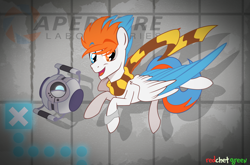 Size: 3920x2580 | Tagged: safe, artist:redchetgreen, derpibooru import, oc, pegasus, pony, portal (valve), solo