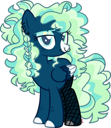 Size: 2711x3130 | Tagged: safe, artist:kurosawakuro, derpibooru import, oc, pegasus, pony, female, fishnet stockings, mare, nose piercing, offspring, parent:sky stinger, parent:vapor trail, parents:vaporsky, piercing, simple background, solo, transparent background