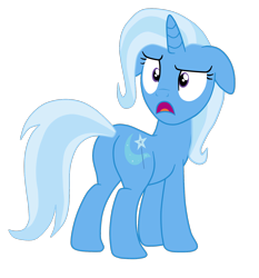 Size: 1488x1594 | Tagged: safe, artist:gmaplay, derpibooru import, trixie, pony, unicorn, butt, ears back, female, full body, hooves, horn, looking back, mare, open mouth, plot, raised eyebrow, rear view, shrunken pupils, simple background, solo, standing, tail, the great and powerful ass, transparent background