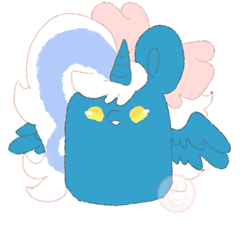 Size: 500x500 | Tagged: safe, artist:crezvcluu, derpibooru import, oc, oc:fleurbelle, alicorn, alicorn oc, beanie, bow, female, golden eyes, hair bow, hat, horn, mare, simple background, transparent background, wings