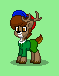 Size: 59x76 | Tagged: safe, artist:dematrix, derpibooru import, oc, oc:george zeedan, deer, deer pony, original species, pony, clothes, green background, hat, male, pixel art, pony town, simple background