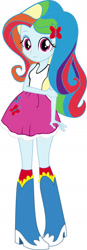 Size: 526x1519 | Tagged: safe, artist:darkoverlords, derpibooru import, edit, editor:hannah731, fluttershy, rainbow dash, equestria girls, boots, clothes, eqg promo pose set, female, high heel boots, palette swap, recolor, shirt, shoes, simple background, skirt, socks, solo, vector, vector edit, white background