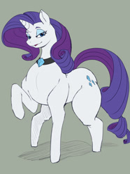 Size: 953x1280 | Tagged: safe, artist:imric1251, derpibooru import, rarity, pony, unicorn, collar, female, gray background, looking at you, mare, simple background, solo