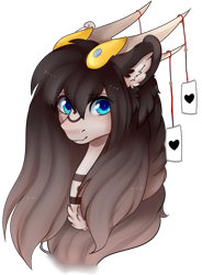 Size: 2125x2892 | Tagged: safe, artist:highrolleryt, derpibooru import, oc, oc only, pony, bust, chest fluff, ear fluff, ears, heart, horns, simple background, smiling, solo, transparent background