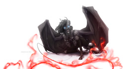 Size: 640x358 | Tagged: safe, artist:dementra369, derpibooru import, oc, oc only, oc:vaylon black, anthro, bat pony, unguligrade anthro, bat pony oc, bat wings, fire, microphone, simple background, solo, white background, wings