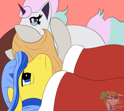 Size: 1334x1200 | Tagged: safe, artist:gray star, derpibooru exclusive, derpibooru import, oc, oc:gray star, oc:shining valor, earth pony, ah yes me my girlfriend and her x, bed, couple, female, male, mare, meme, plushie, stallion