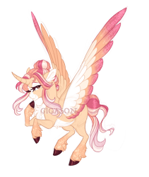 Size: 3800x4500 | Tagged: safe, artist:gigason, derpibooru import, oc, oc only, oc:vixen, alicorn, pony, absurd resolution, alicorn oc, colored wings, female, grin, horn, looking at you, magical lesbian spawn, mare, multicolored wings, obtrusive watermark, offspring, one eye closed, parent:princess cadance, parent:spitfire, signature, simple background, smiling, smiling at you, solo, spread wings, transparent background, watermark, wings