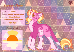 Size: 3500x2454 | Tagged: safe, artist:nobleclay, derpibooru import, luster dawn, classical unicorn, unicorn, abstract background, cheek fluff, chest fluff, coat markings, female, leonine tail, mare, reference sheet, socks (coat marking), solo, unshorn fetlocks