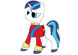 Size: 2048x1444 | Tagged: safe, derpibooru import, shining armor, pony, unicorn, canterlot wedding 10th anniversary, canterlot, clothes, handsome, low effort, simple background, solo, transparent background, uniform