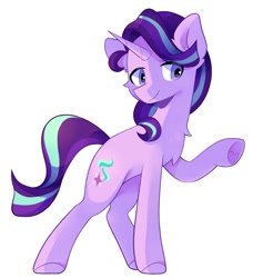 Size: 963x1054 | Tagged: safe, artist:clairedaartiste444, artist:tat3r_444, derpibooru import, starlight glimmer, pony, unicorn, female, horn, mare, raised hoof, raised leg, simple background, white background