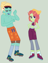 Size: 532x694 | Tagged: safe, artist:matthewjabeznazarioa, derpibooru import, tree hugger, zephyr breeze, equestria girls, crossover, equestria girls-ified, exeron fighters, exeron outfit, martial arts kids, martial arts kids outfit