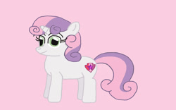 Size: 1024x640 | Tagged: safe, artist:mariosonicfan16, derpibooru import, sweetie belle, unicorn, cute, looking at each other, looking at someone, pink background, simple background, solo