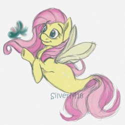 Size: 900x900 | Tagged: safe, artist:silverlunars, derpibooru import, fluttershy, fish, pegasus, pony, seapony (g4), dorsal fin, female, fin wings, fins, fish tail, flowing mane, flowing tail, green eyes, mare, pink mane, seaponified, seapony fluttershy, signature, simple background, smiling, solo, species swap, tail, white background, wings