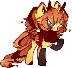 Size: 1516x1440 | Tagged: safe, artist:cafne, derpibooru import, oc, oc only, bee, bee pony, original species, pony, base used, chest fluff, clothes, ear fluff, ears, eyelashes, female, horn, mare, raised hoof, raised leg, simple background, smiling, socks, solo, transparent background