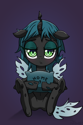 Size: 1930x2893 | Tagged: safe, artist:tsudashie, derpibooru import, queen chrysalis, changeling, changeling queen, pony, canterlot wedding 10th anniversary, female, looking at you, pillow