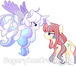 Size: 1063x920 | Tagged: safe, artist:sugaryicecreammlp, derpibooru import, oc, oc only, oc:aura sparkle, oc:magic star, alicorn, pony, unicorn, alicorn oc, female, horn, mare, simple background, transparent background, wings