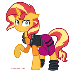 Size: 4000x4000 | Tagged: safe, artist:winter-scarf, derpibooru import, sunset shimmer, pony, unicorn, equestria girls, clothes, female, raised hoof, raised leg, simple background, solo, transparent background