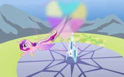 Size: 1920x1200 | Tagged: safe, artist:mattbas, derpibooru import, princess cadance, alicorn, pony, .svg available, crystal empire, female, flying, solo, vector