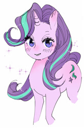 Size: 468x711 | Tagged: safe, artist:pasikon, derpibooru import, starlight glimmer, pony, unicorn, ambiguous facial structure, cute, female, glimmerbetes, mare, pixiv, simple background, smiling, solo, white background