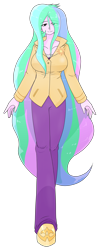 Size: 1562x3977 | Tagged: safe, artist:batipin, derpibooru import, princess celestia, principal celestia, equestria girls, breasts, hair over one eye, looking at you, princess breastia, simple background, solo, transparent background, white background