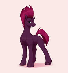 Size: 2397x2552 | Tagged: safe, artist:aquaticvibes, derpibooru import, tempest shadow, pony, unicorn, adult blank flank, broken horn, eye scar, female, horn, looking at you, mare, scar, simple background, smiling, smiling at you, solo