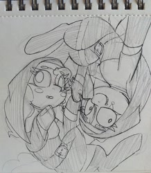 Size: 1836x2110 | Tagged: safe, artist:lockheart, derpibooru import, oc, oc only, earth pony, pony, duo, female, grayscale, looking at you, mare, monochrome, nun, pencil drawing, traditional art