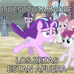 Size: 621x621 | Tagged: safe, derpibooru import, edit, edited screencap, editor:alejandrogmj, screencap, starlight glimmer, pony, unicorn, the cutie map, cropped, imminent death, imminent murder, meme, mexico, s5 starlight, spanish, terrified, this will not end well, translated in the comments